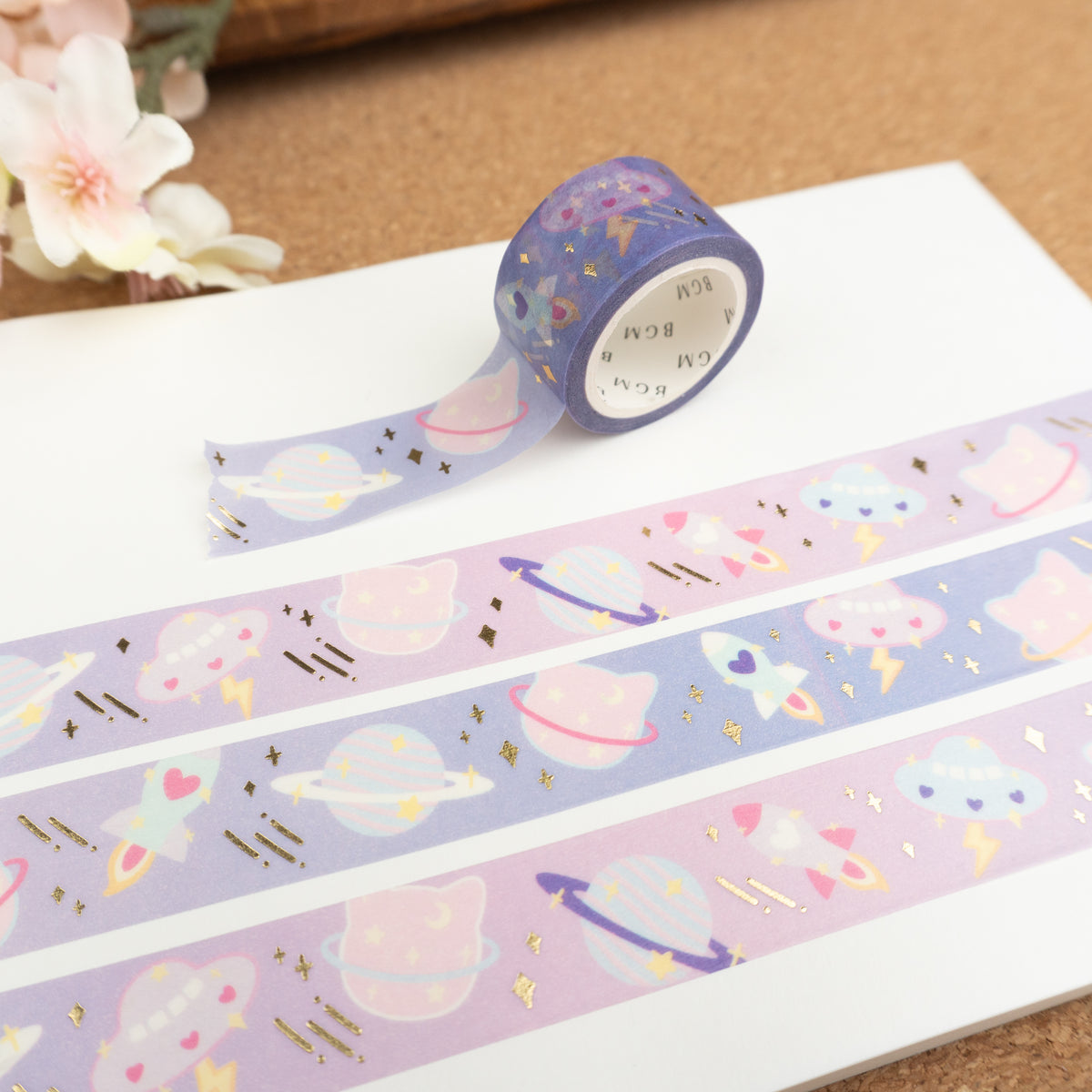 BGM Washi Tape with Gold Foil - Out Of This World (20mm) Example