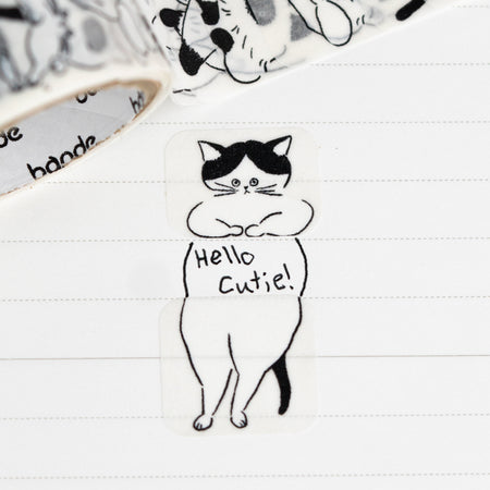 Bande Washi Tape Sticker Roll - Cat Sandwhich Close Up