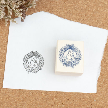 Beverly Studio Ghibli Rubber Wooden Stamp - Kiki's Delivery Service - Kiki & Jiji Wreath Example