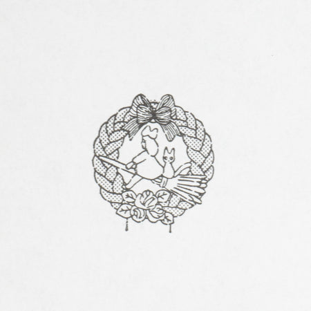 Beverly Studio Ghibli Rubber Wooden Stamp - Kiki's Delivery Service - Kiki & Jiji Wreath Graphic