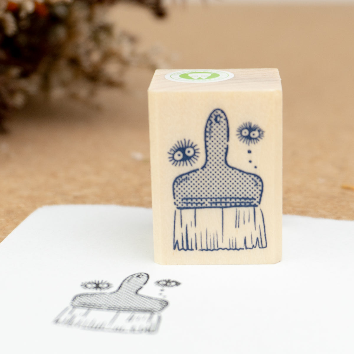 Beverly Studio Ghibli Rubber Wooden Stamp - Soot Spirits & Brush Close Up