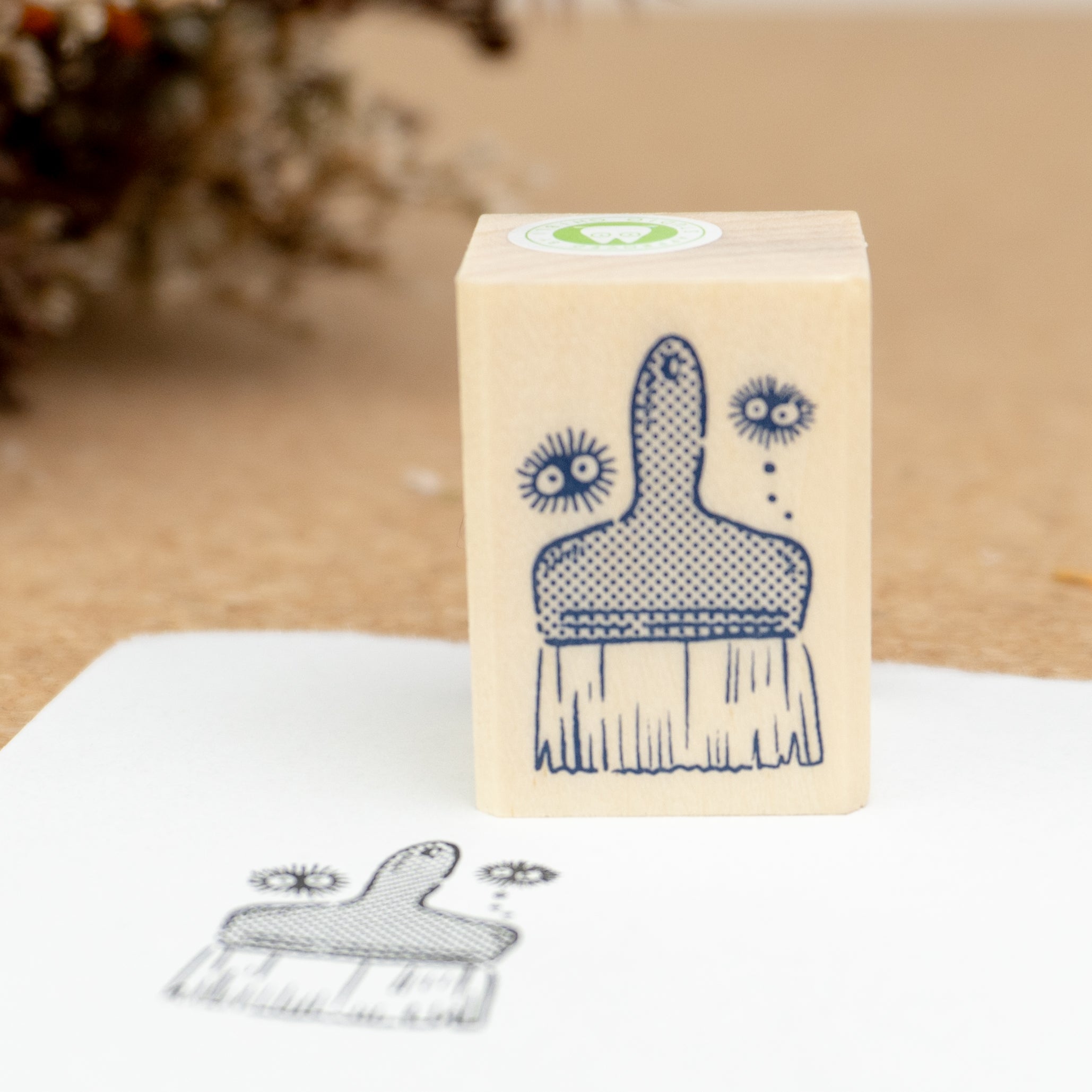Beverly Studio Ghibli Rubber Wooden Stamp - Soot Spirits & Brush Close Up