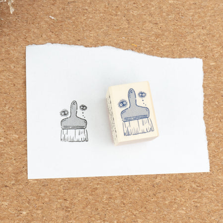 Beverly Studio Ghibli Rubber Wooden Stamp - Soot Spirits & Brush On paper