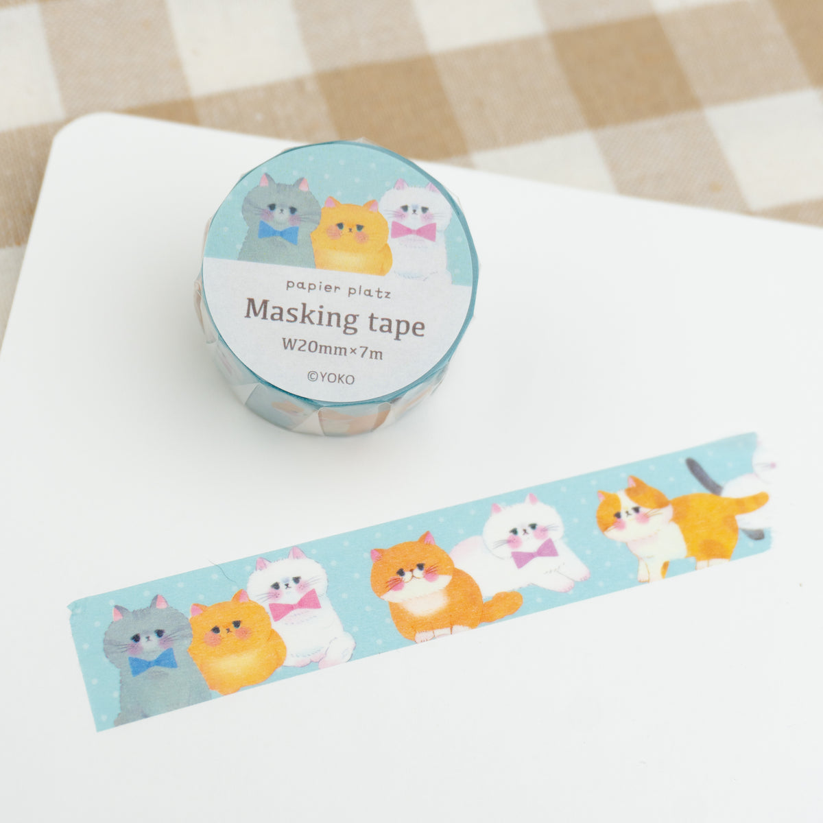 Papier Platz Washi Tape - Yoko Pouting Cats (20mm) Example 2