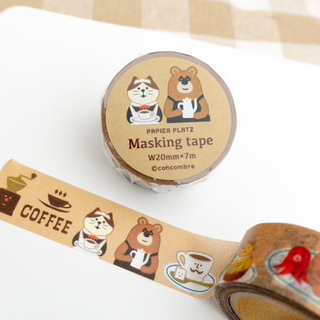 Papier Platz x Concombre Washi Tape - Coffee Cafe (20mm) Close Up