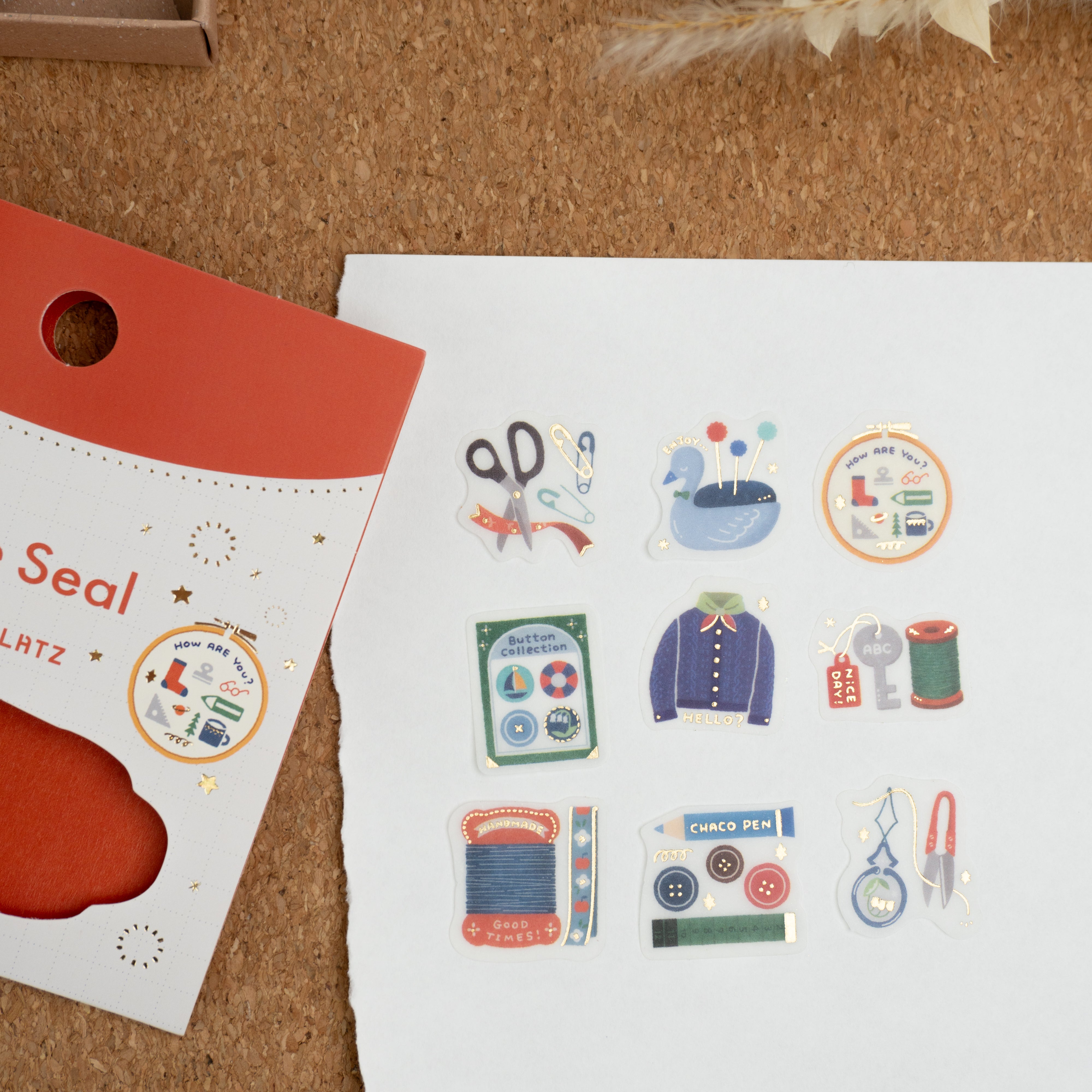 Papier Platz x Eric Small Things Washi Flake Stickers - Sewing Close Up All