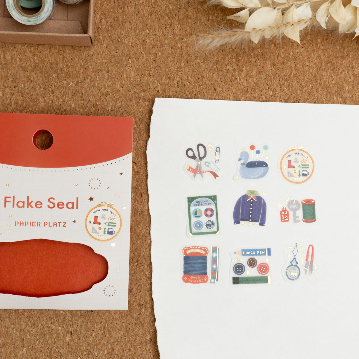 Papier Platz x Eric Small Things Washi Flake Stickers - Sewing Close Up All