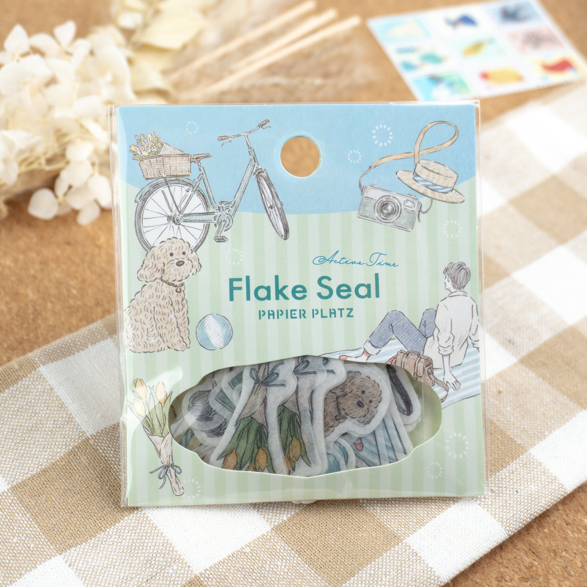 Papier Platz x Nakauchi Waka Washi Flake Stickers - Sunday Morning Dog Bikes and Camera