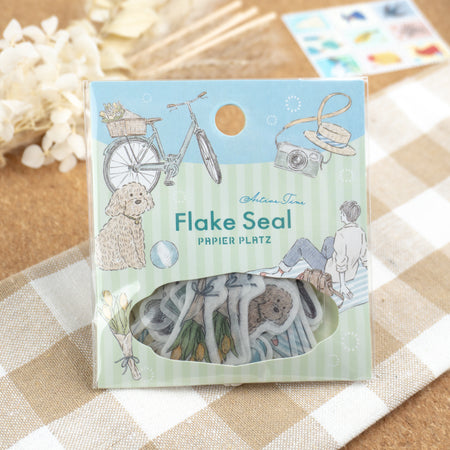 Papier Platz x Nakauchi Waka Washi Flake Stickers - Sunday Morning Dog Bikes and Camera