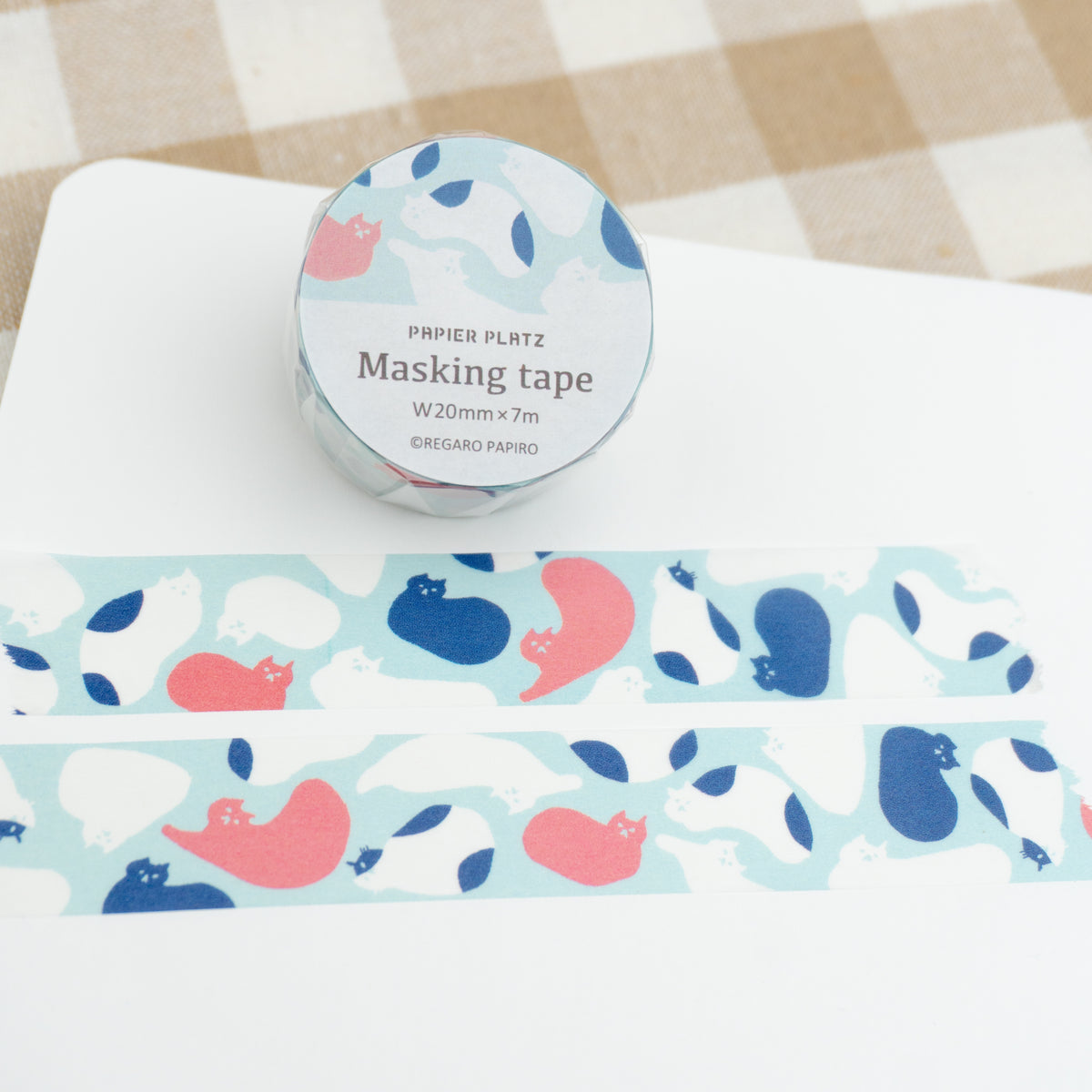 Papier Platz x Regaro Papiro Washi Tape - Cat Blobs (20mm) Close Up