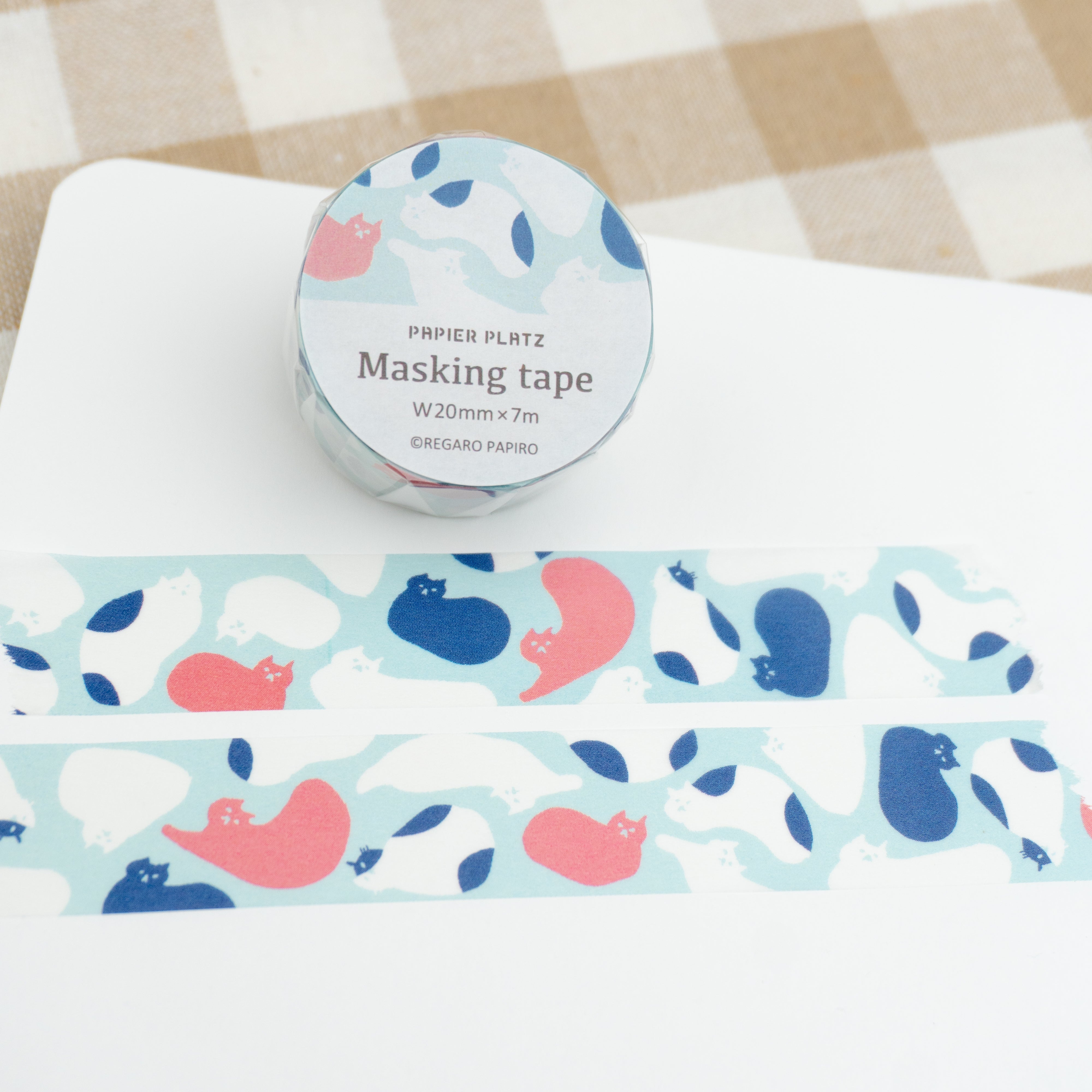 Papier Platz x Regaro Papiro Washi Tape - Cat Blobs (20mm) Close Up