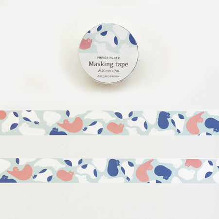 Papier Platz x Regaro Papiro Washi Tape - Cat Blobs (20mm) White BG