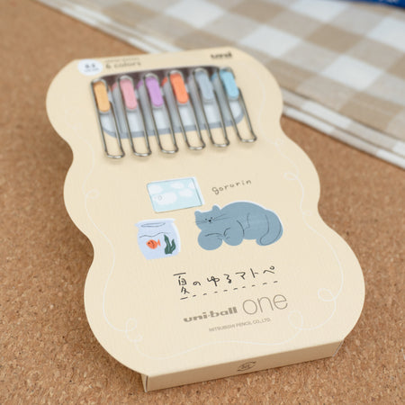 Uniball One 2024 Summer Yuru Matope Limited Edition Gel Pens - Set of 6 (0.38mm) Cat Medium