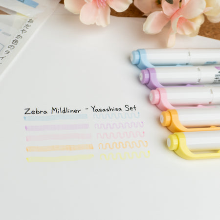 Zebra Mildliner Double Sided Highlighter - Soft Mild (Yasashisa) Color Set (New!) Swatch 4