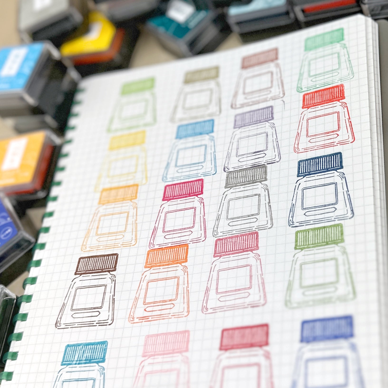 Shachihata Mini Ink Pads (Waterproof) Traditional Japanese Colors