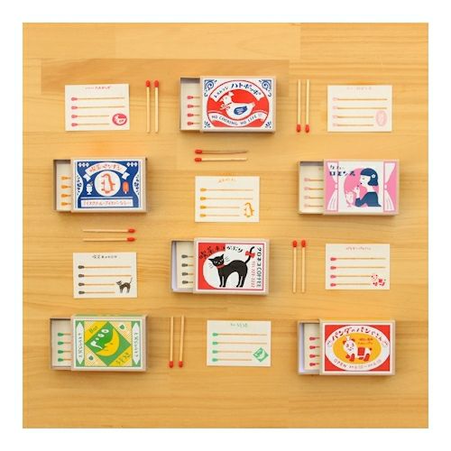 Furukawashiko Retro Matchbox Themed Memo Notes - Cafe Romance