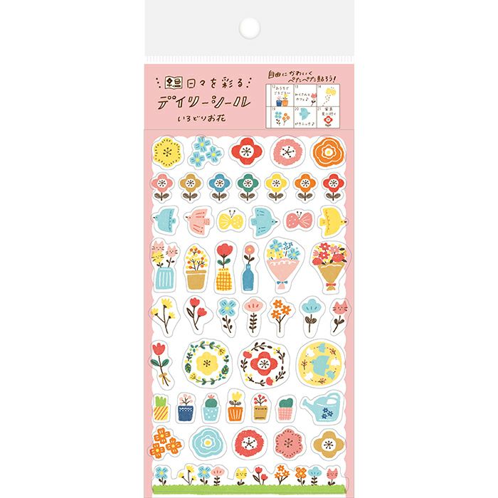 Furukawashiko Watashi-biyori Clear Sticker Sheet - Colorful Flowers