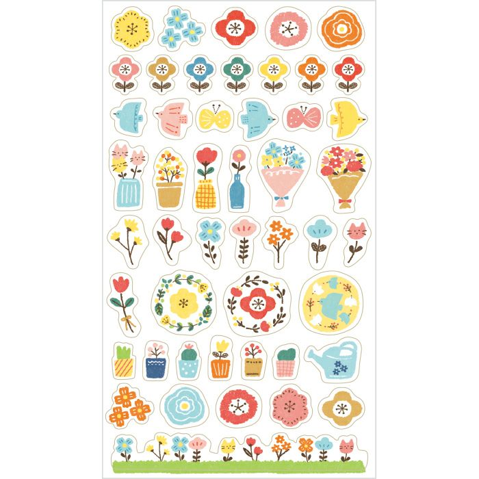 Furukawashiko Watashi-biyori Clear Sticker Sheet - Colorful Flowers