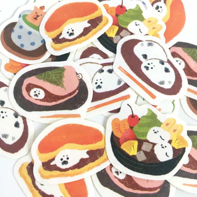 Furukawashiko Sweet Animal Workshop Washi Flake Stickers - Japanese Sweets