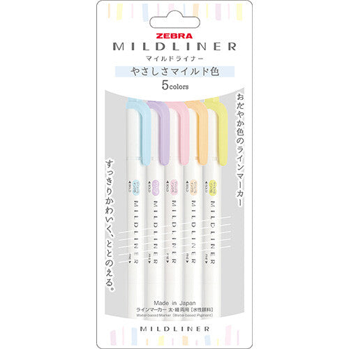 Zebra Mildliner Double Sided Highlighter - Soft Mild (Yasashisa) Color Set (New!)