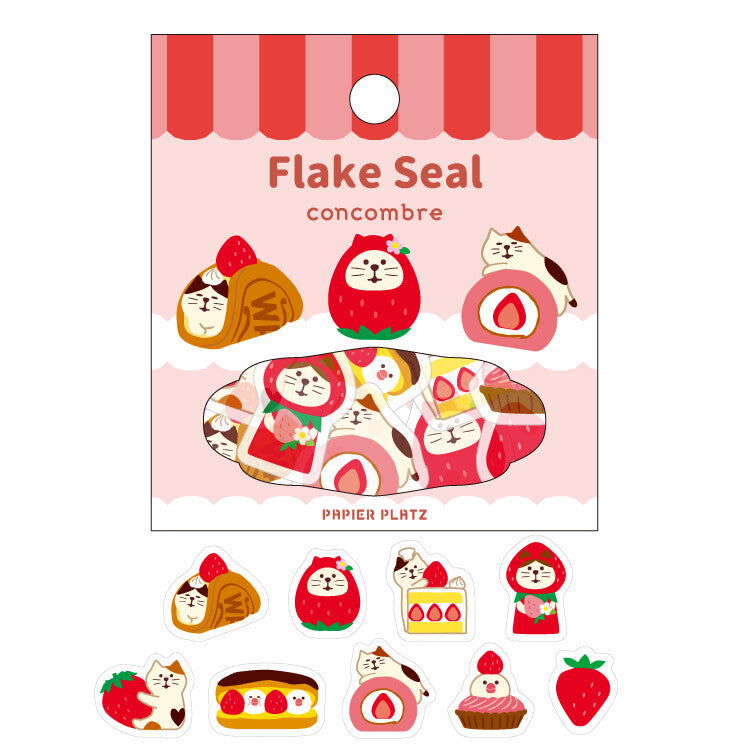 Papier Platz x Concombre Washi Flake Stickers - Strawberry