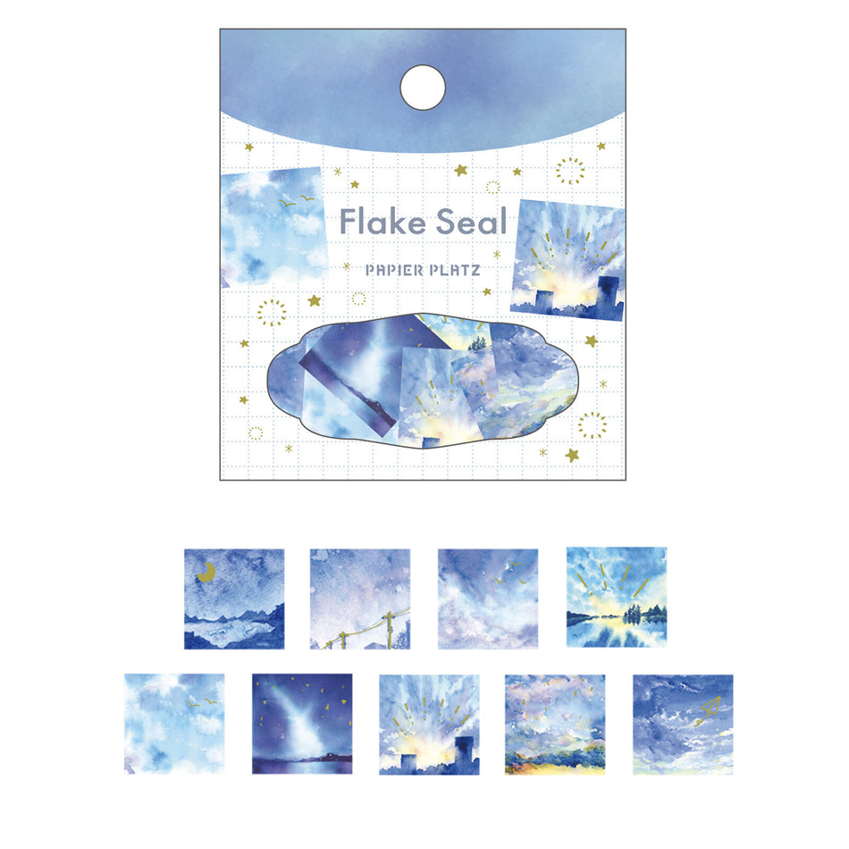 Papier Platz Washi Flake Stickers - Dreamy Blue Landscapes