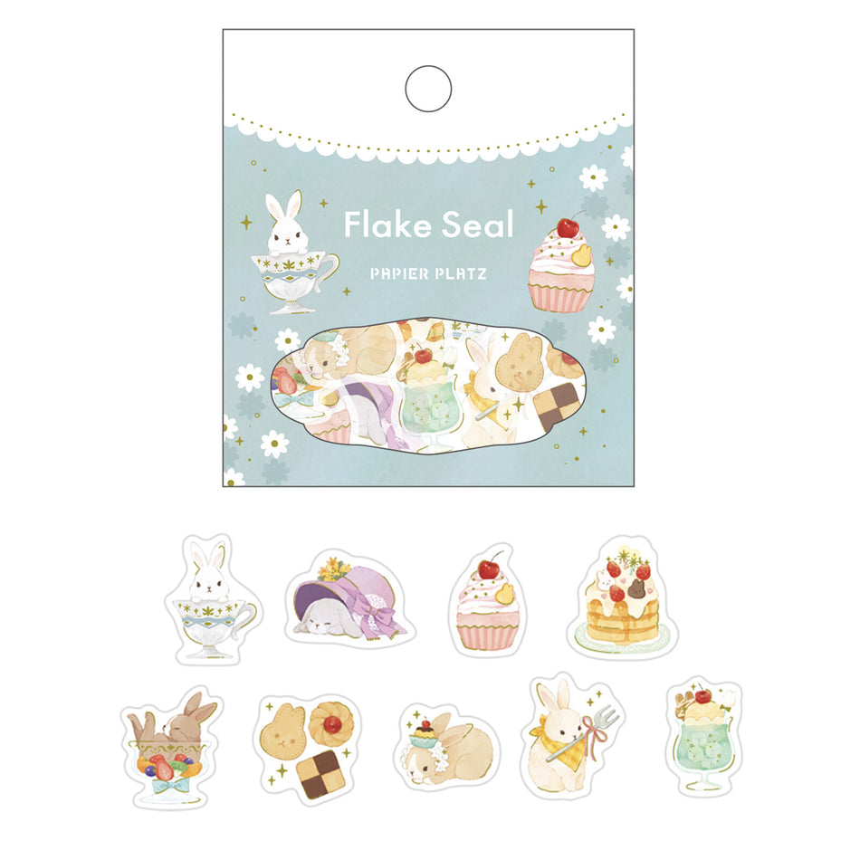 Papier Platz Washi Flake Stickers - Dessert Time Rabbits (Bunny Series)