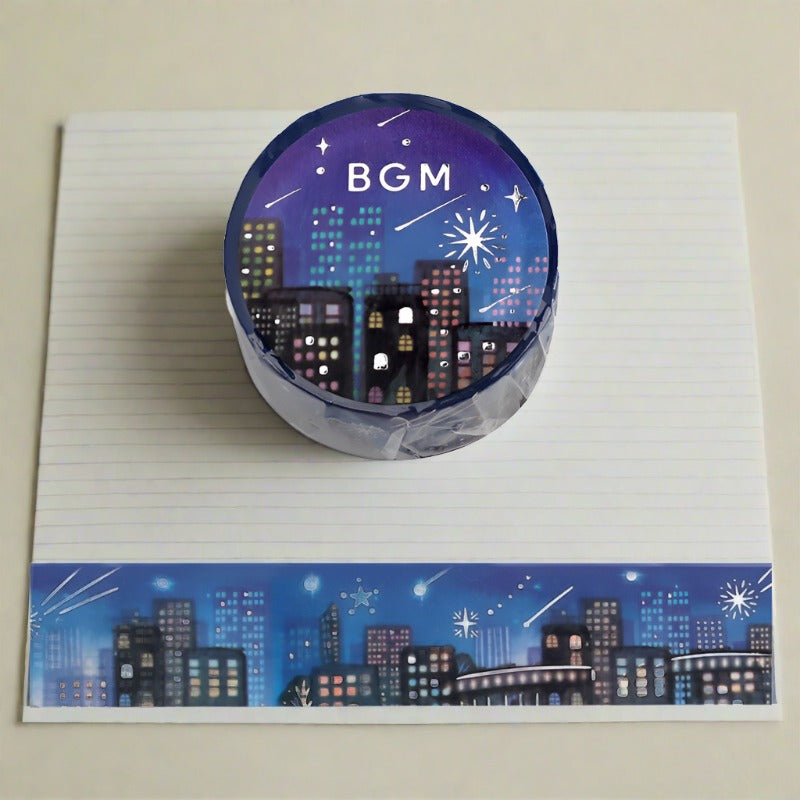 BGM Washi Tape - Shooting Stars over City Skyline (20mm)