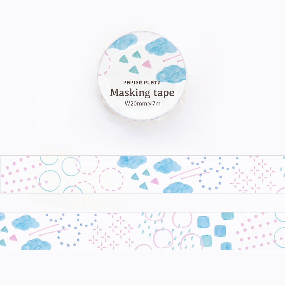 Papier Platz Washi Tape - Dashes and Shape Pattern (20mm)