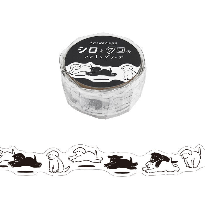 Mind Wave Shirokuro Die-Cut Washi Tape - Running Dogs