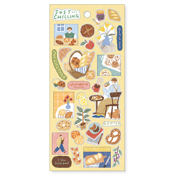 Mind Wave Just Chilling Sticker Sheet - "Let's eat bread!"