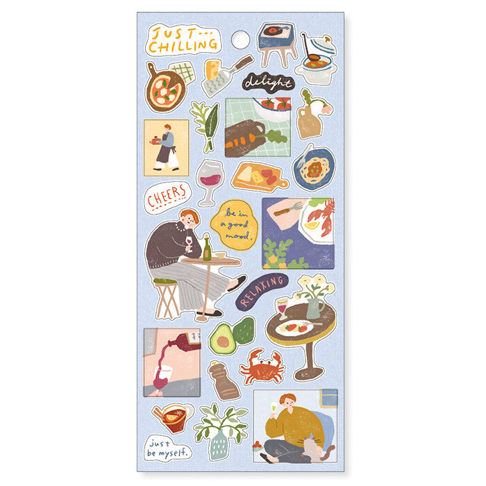 Mind Wave Just Chilling Sticker Sheet - "Time for dinner!"