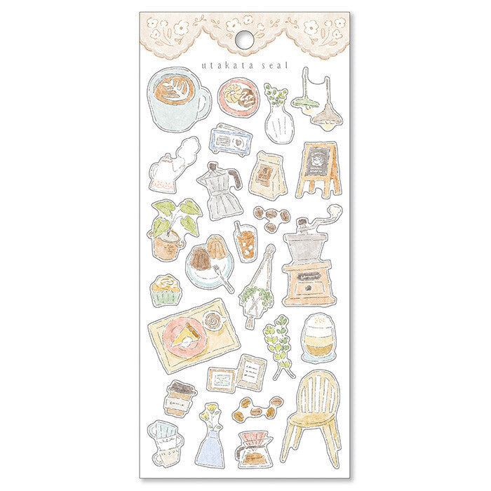 Mind Wave Utakata Seal Sticker Sheet - Coffee