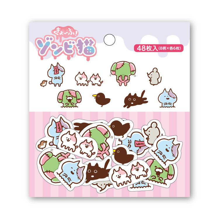 Zombie Neko Flake Stickers - Zombie Cat and Friends