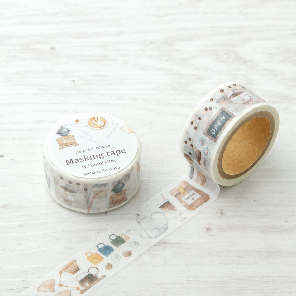 Papier Platz x Nakauchi Waka Washi Tape - Aesthetic Coffee Shop (20mm)