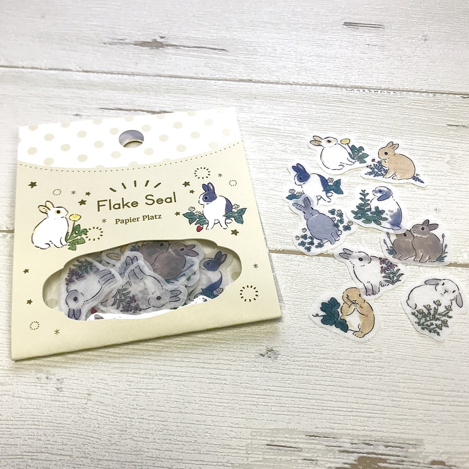 Papier Platz Washi Flake Stickers - Garden Rabbits (Bunny Series)