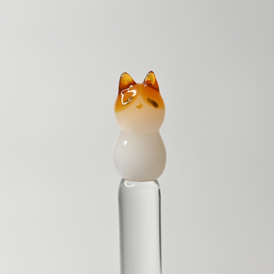 Clarto Lavie Cat Glass Dip Pen - Orange and White