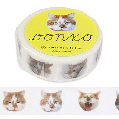 Greeting Life Inc. Washi Tape - Donko Cat Faces (15mm)