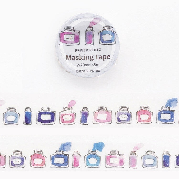 Papier Platz x Regaro Papiro Washi Tape - Ink Bottles (20mm)