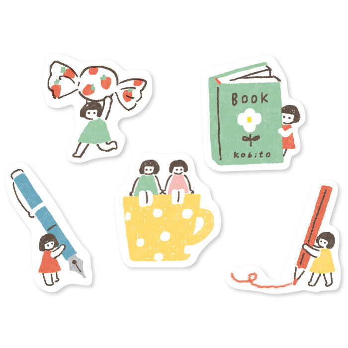 Furukawashiko Watashi Biyori Washi Flake Stickers - Small People with Stationery