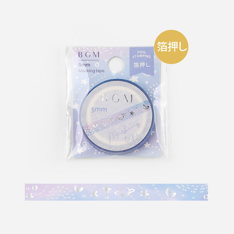 BGM Washi Tape - Silver and Pastel Galaxy (5mm)
