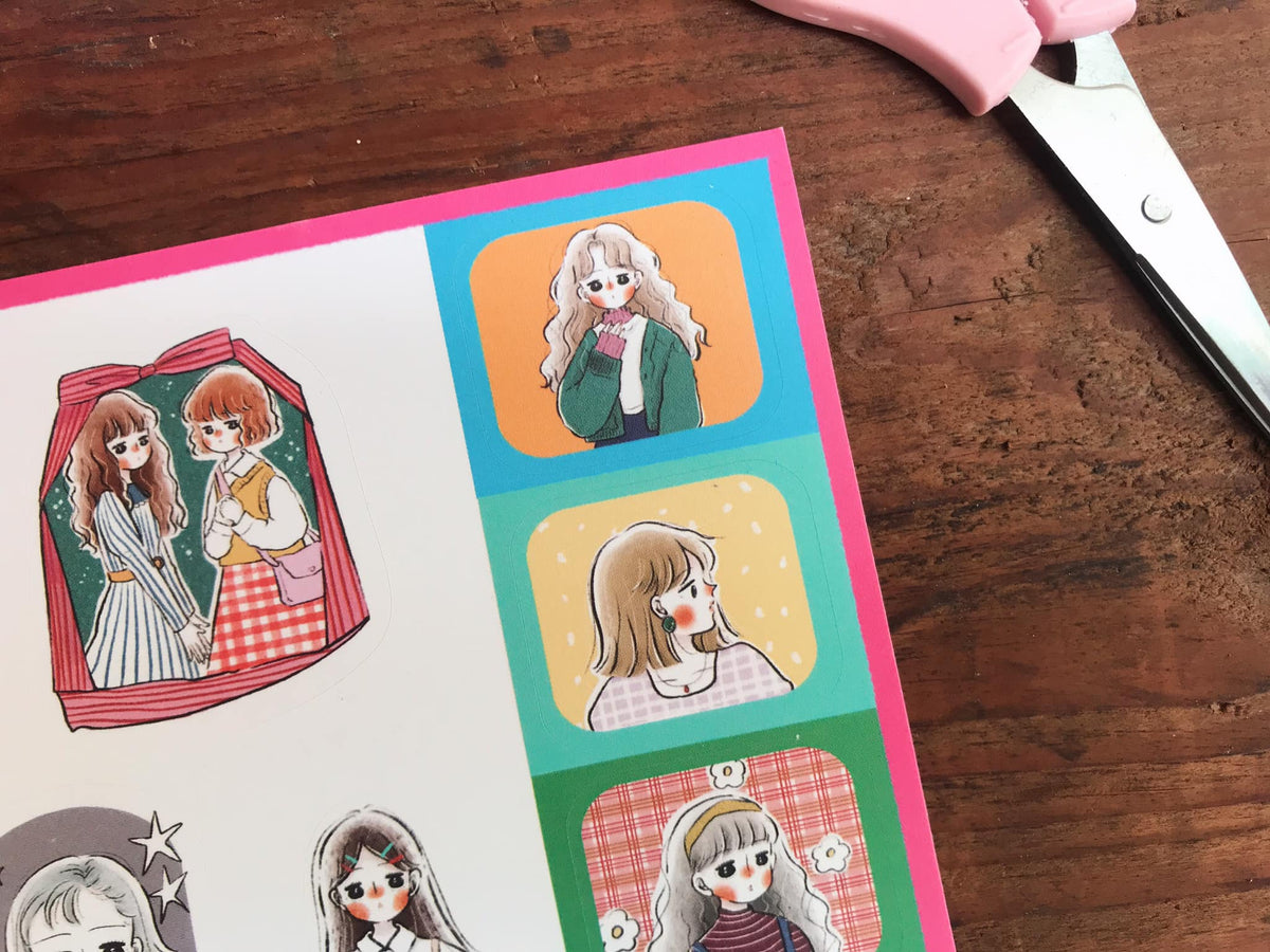 Ann Di Close Up Sticker Sheet Retro Girls