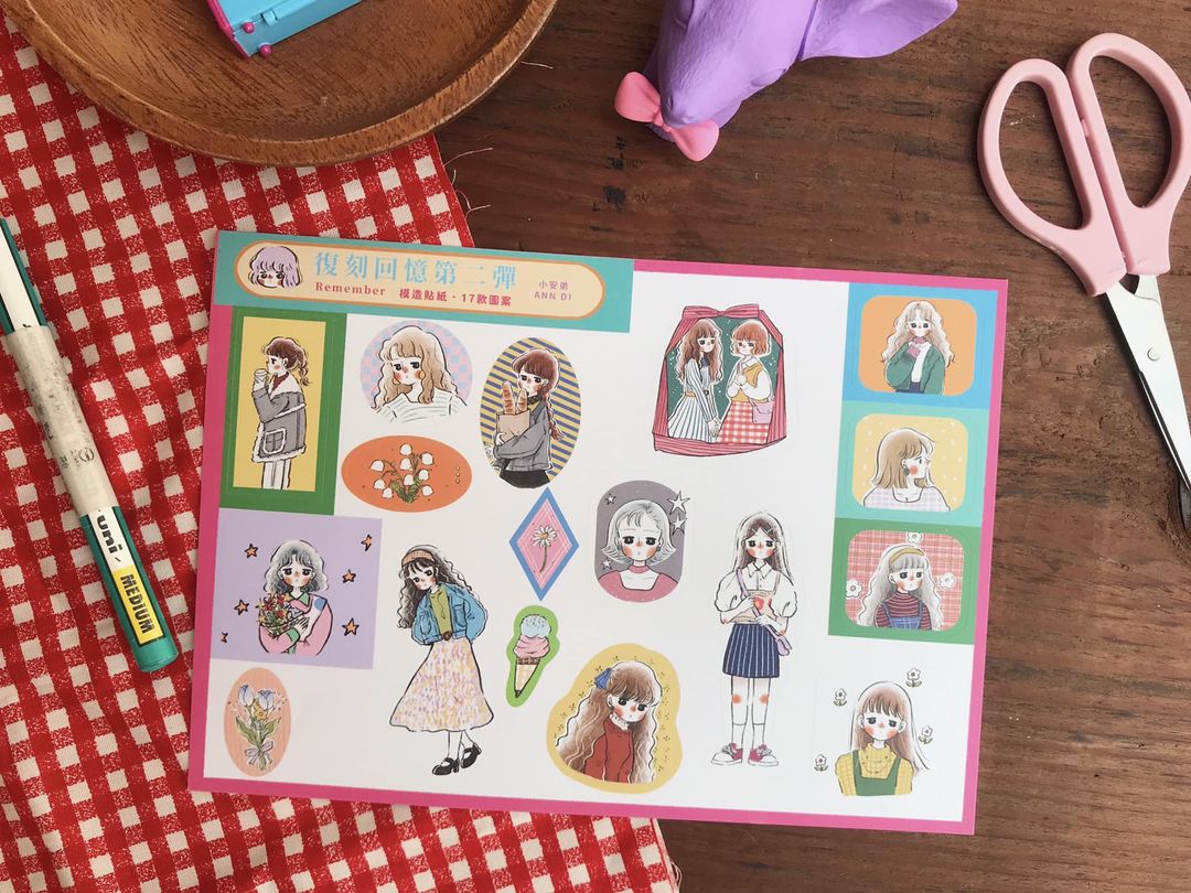 Ann Di Stock Sticker Sheet Retro Girls 