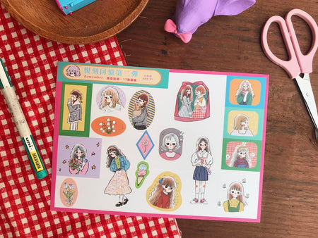 Ann Di Stock Sticker Sheet Retro Girls 