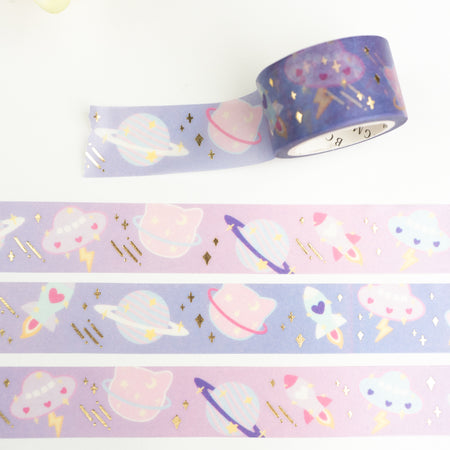 BGM Washi Tape with Gold Foil - Out Of This World (20mm) White Background