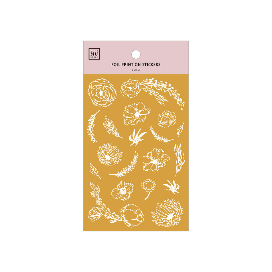 MU Gold Foil Print-On Transfer Sticker Sheet - No. 03 Blossoms