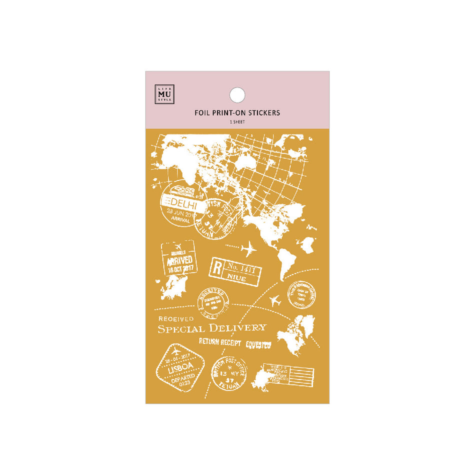 MU Gold Foil Print-On Transfer Sticker Sheet - No. 06 Travel