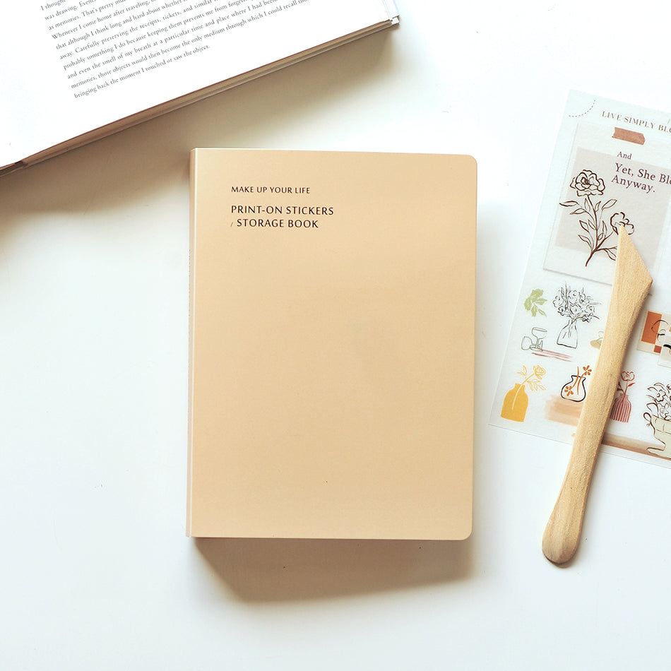 MU Print-On Transfer Sticker Storage Book - Milk Tea (Orange)