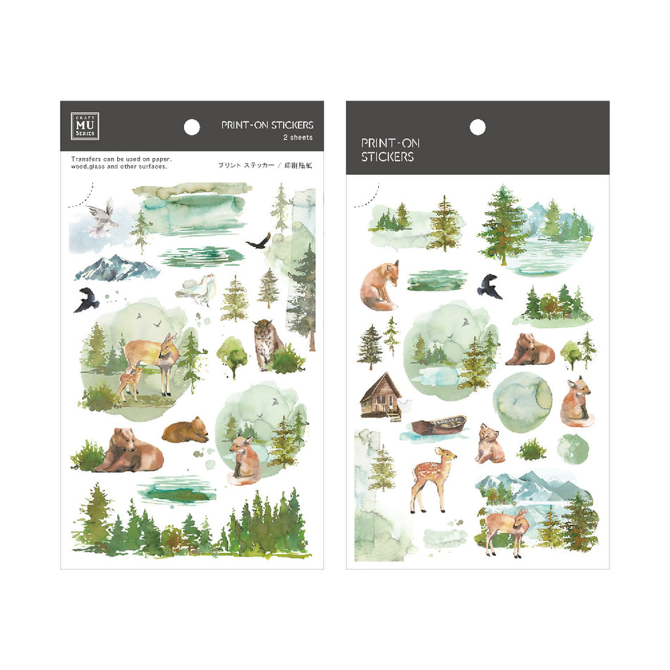 MU Print-On Transfer Sticker Sheet - No. 096 Forest and Mountains