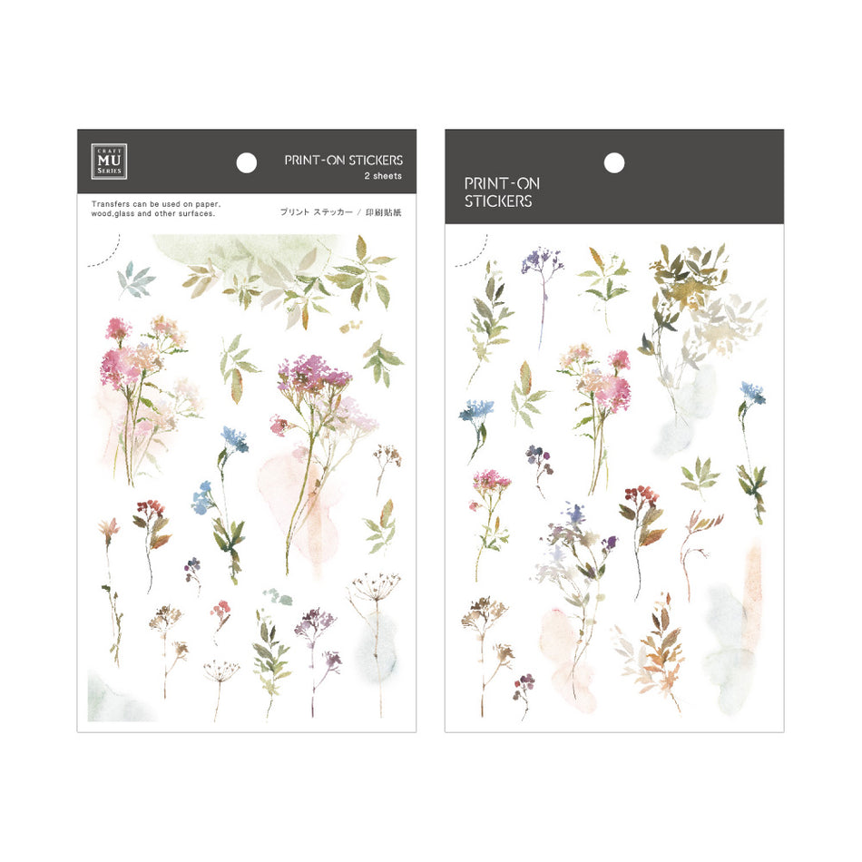 MU Print-On Transfer Sticker Sheet - No. 159 Delicate Thin Flowers